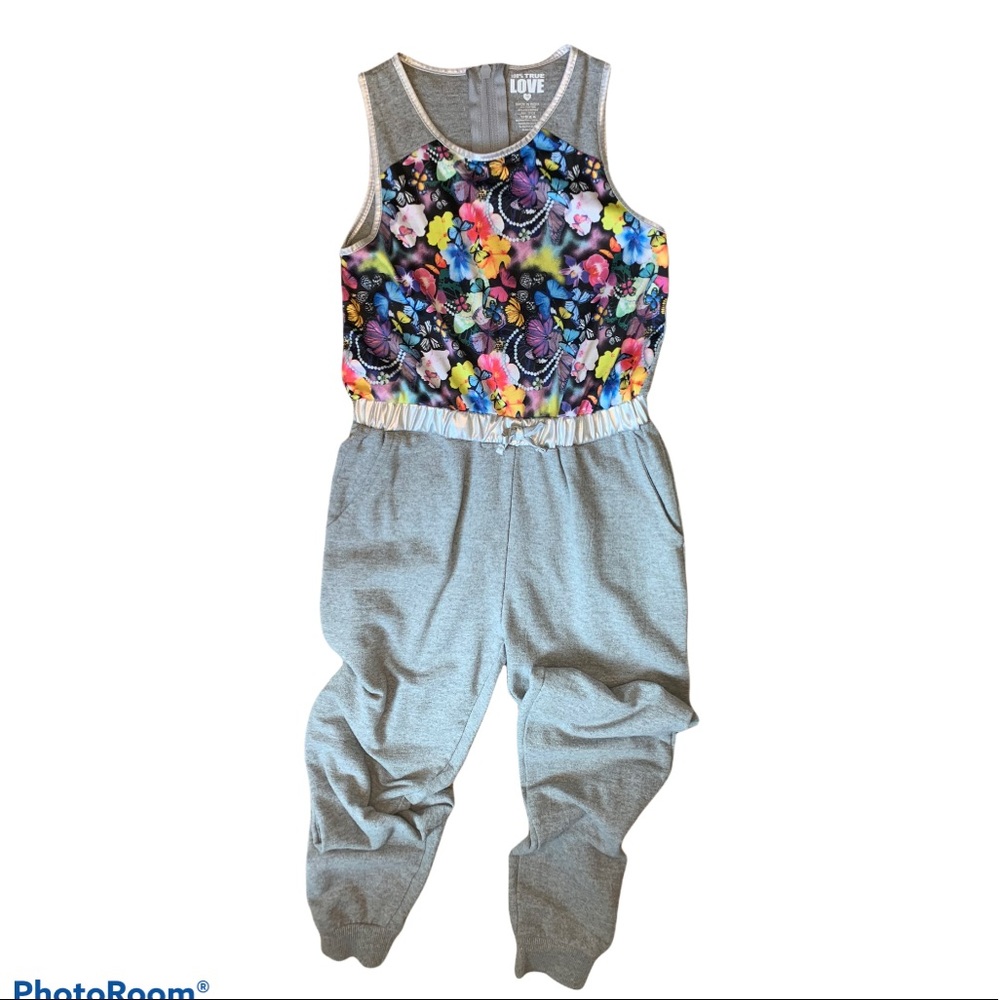 True Love Romper in Gray w/Patterned Top Size 7/8